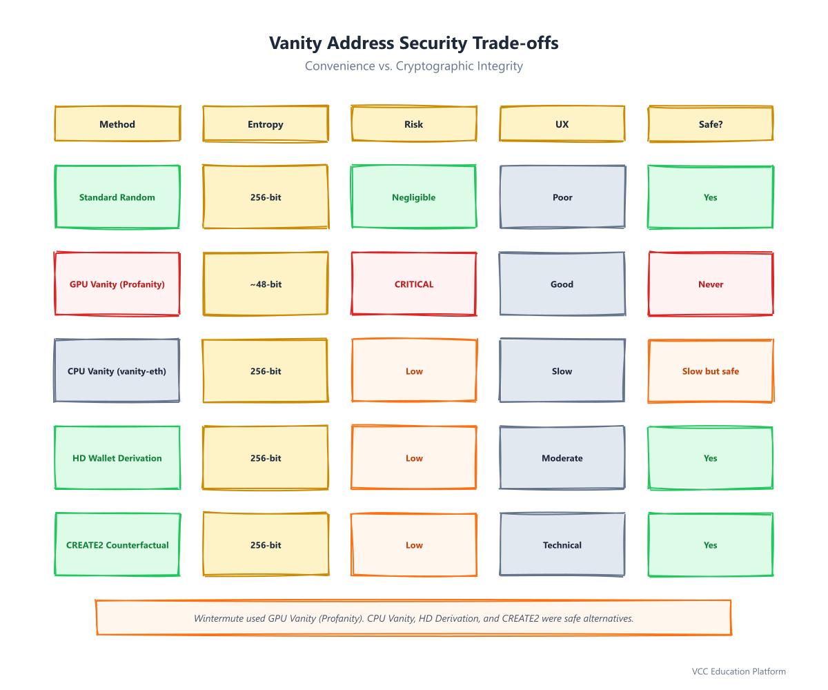 Vanity Address Security Trade-offs