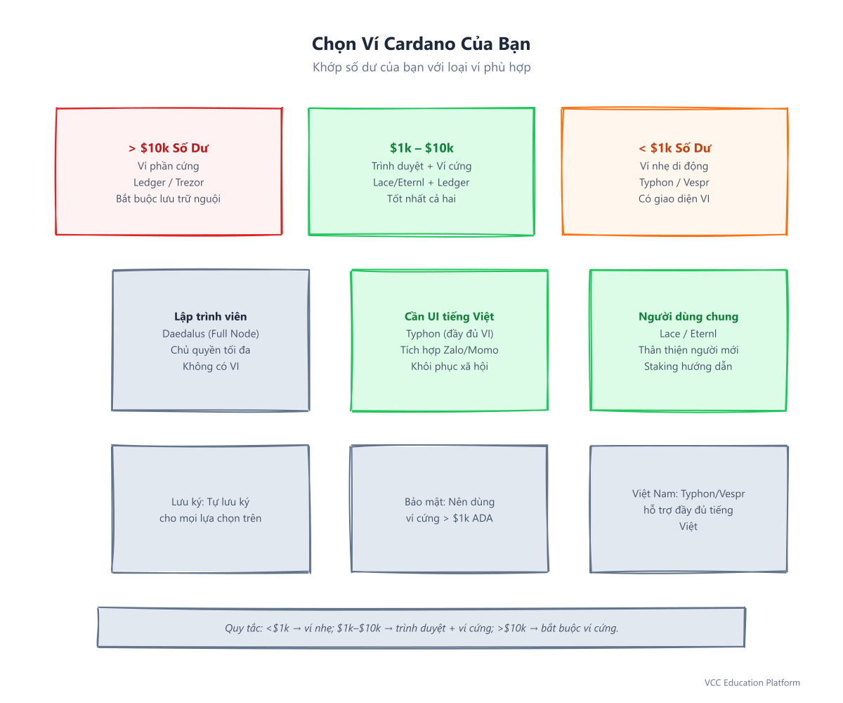 Cây quyết định chọn ví Cardano