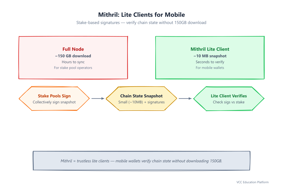 Mithril: stake pools sign snapshot, lite client verifies without 150GB download