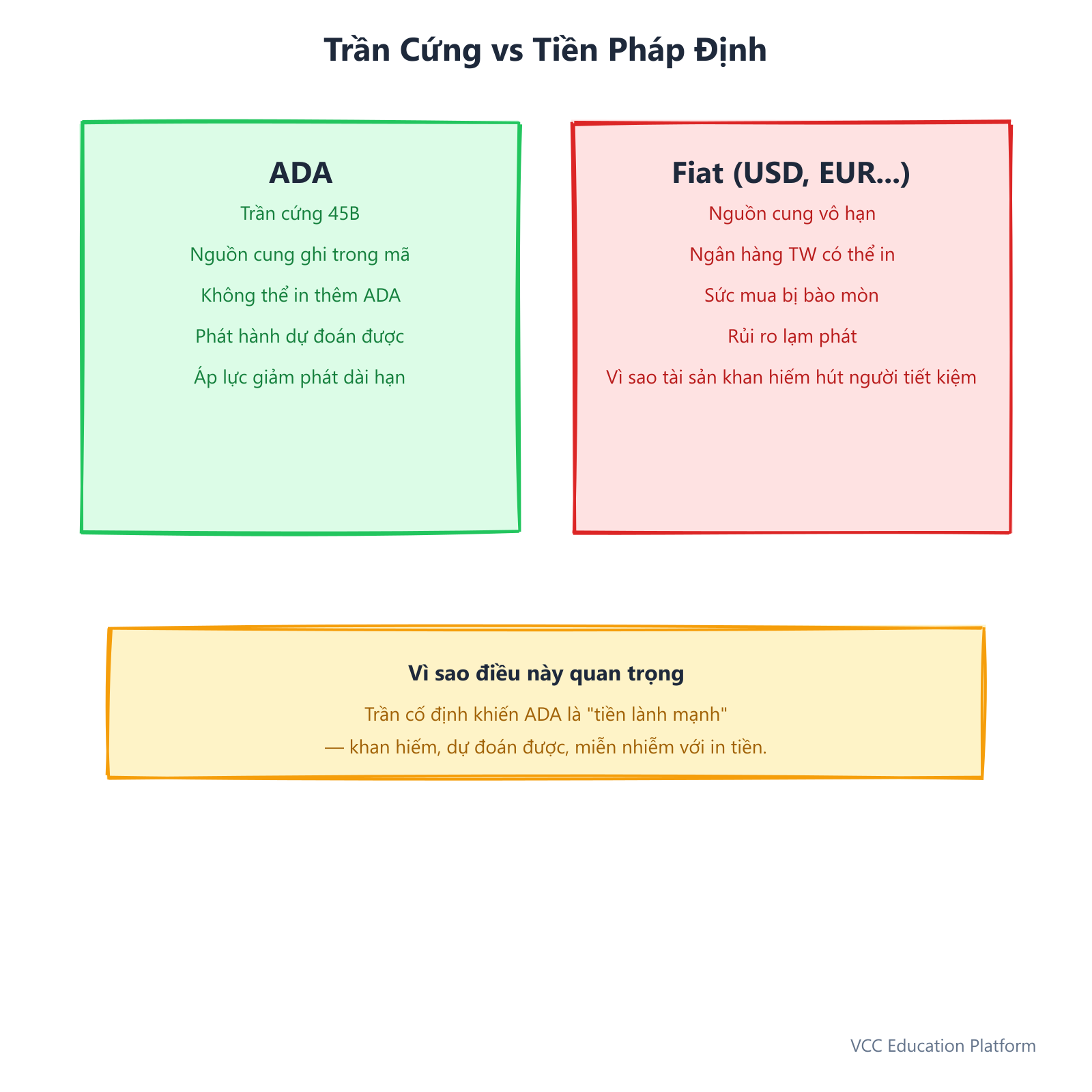 Trần cứng ADA so với in tiền pháp định và lạm phát VND