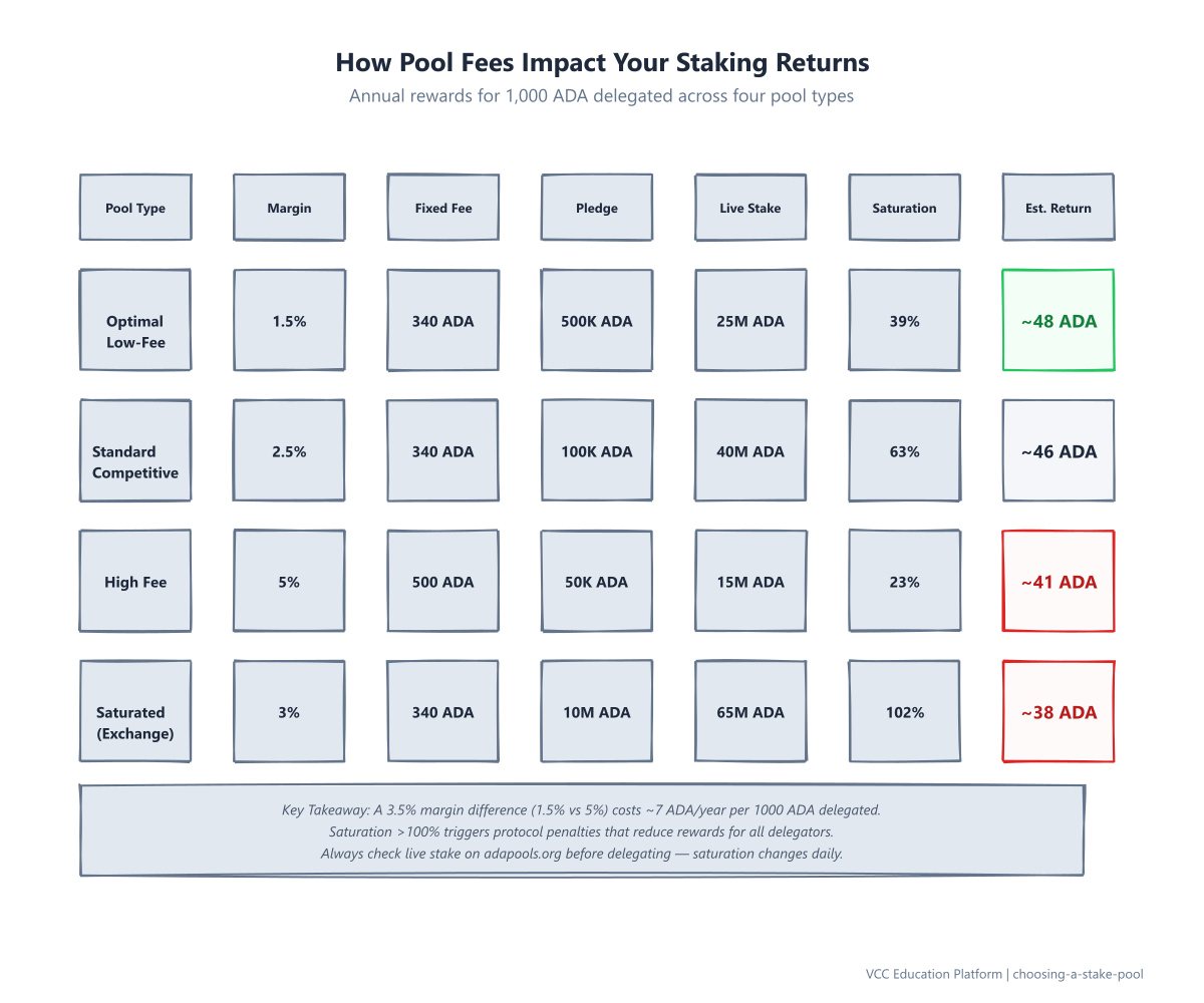 Comparison Table - Stake Pool Fee Structures and Their Impact on Delegator Returns
