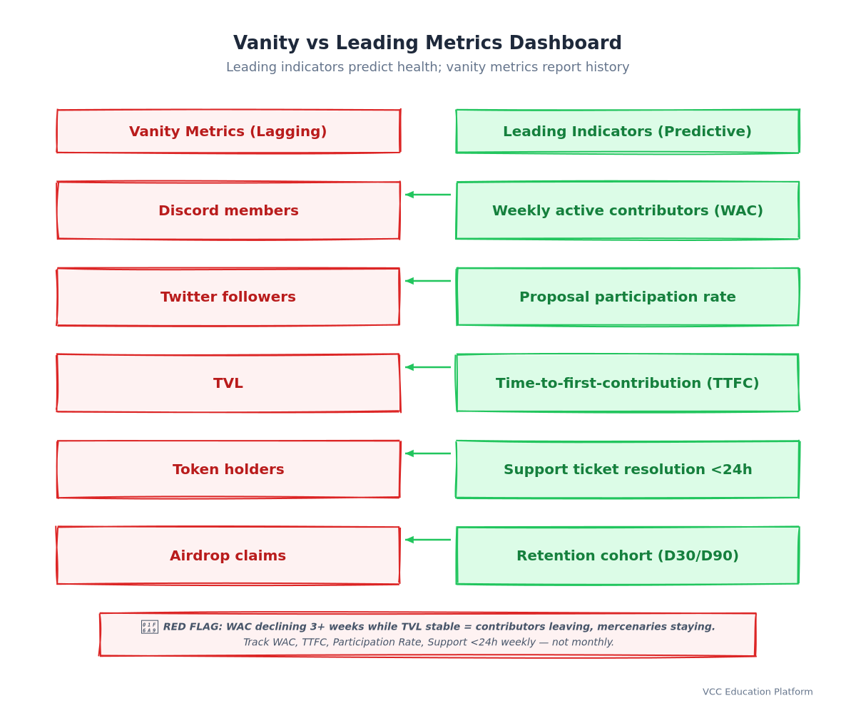 Comparison - Vanity vs leading metrics dashboard