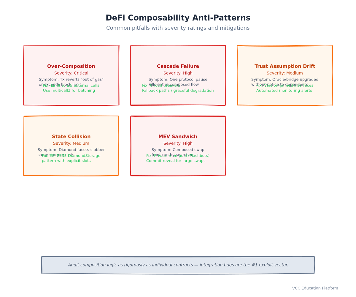 Diagram - DeFi Composability Taxonomy: Four dimensions (Input, Output, State, Control) with example 