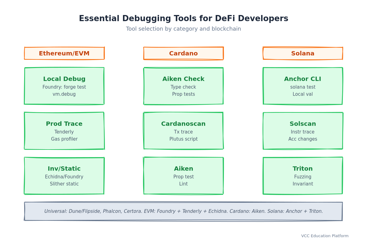 Comparison Table - Debugging tools by category and blockchain