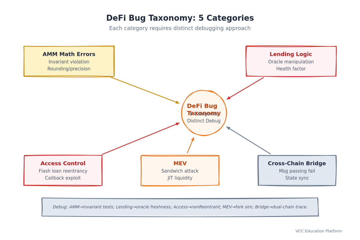 Diagram - DeFi bug taxonomy with examples