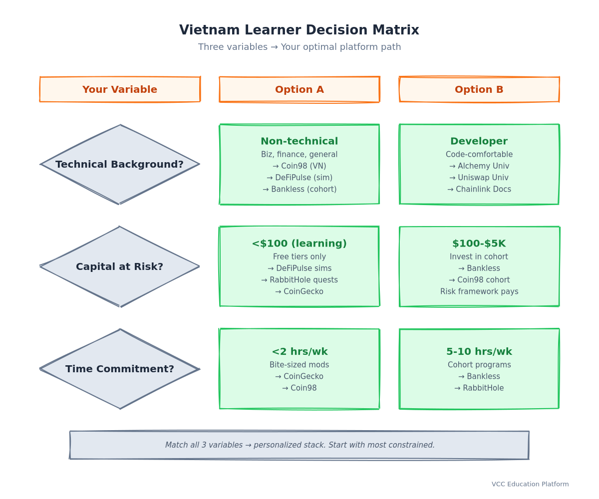 Decision Tree - Choosing Your DeFi Education Path (Vietnam Context)