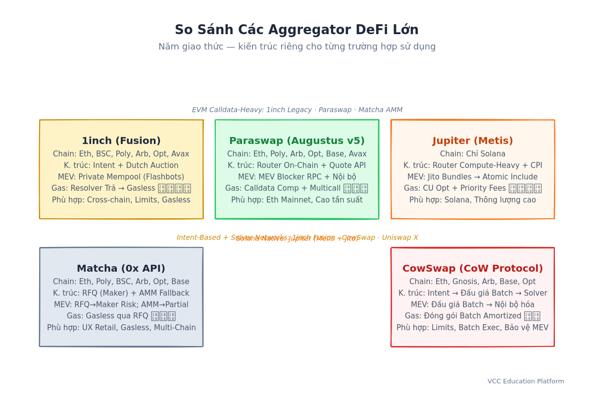 Comparison - Major aggregators compared: features, chains, fees