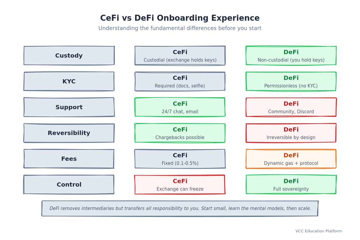 Comparison - CeFi vs DeFi Onboarding Experience