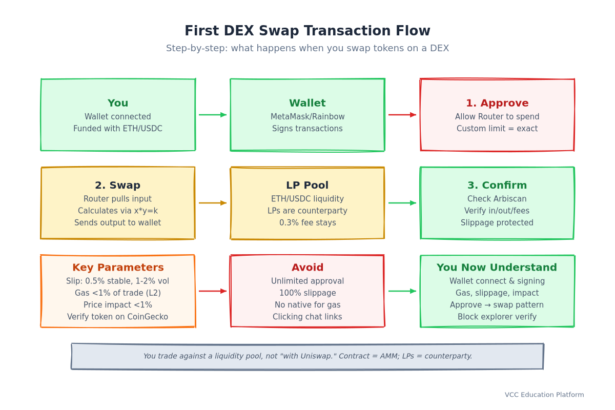 Sequence - First DEX Swap Transaction Flow
