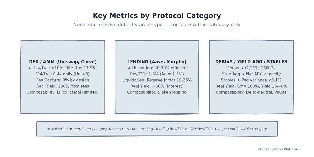 Comparison - Key metrics across protocol categories