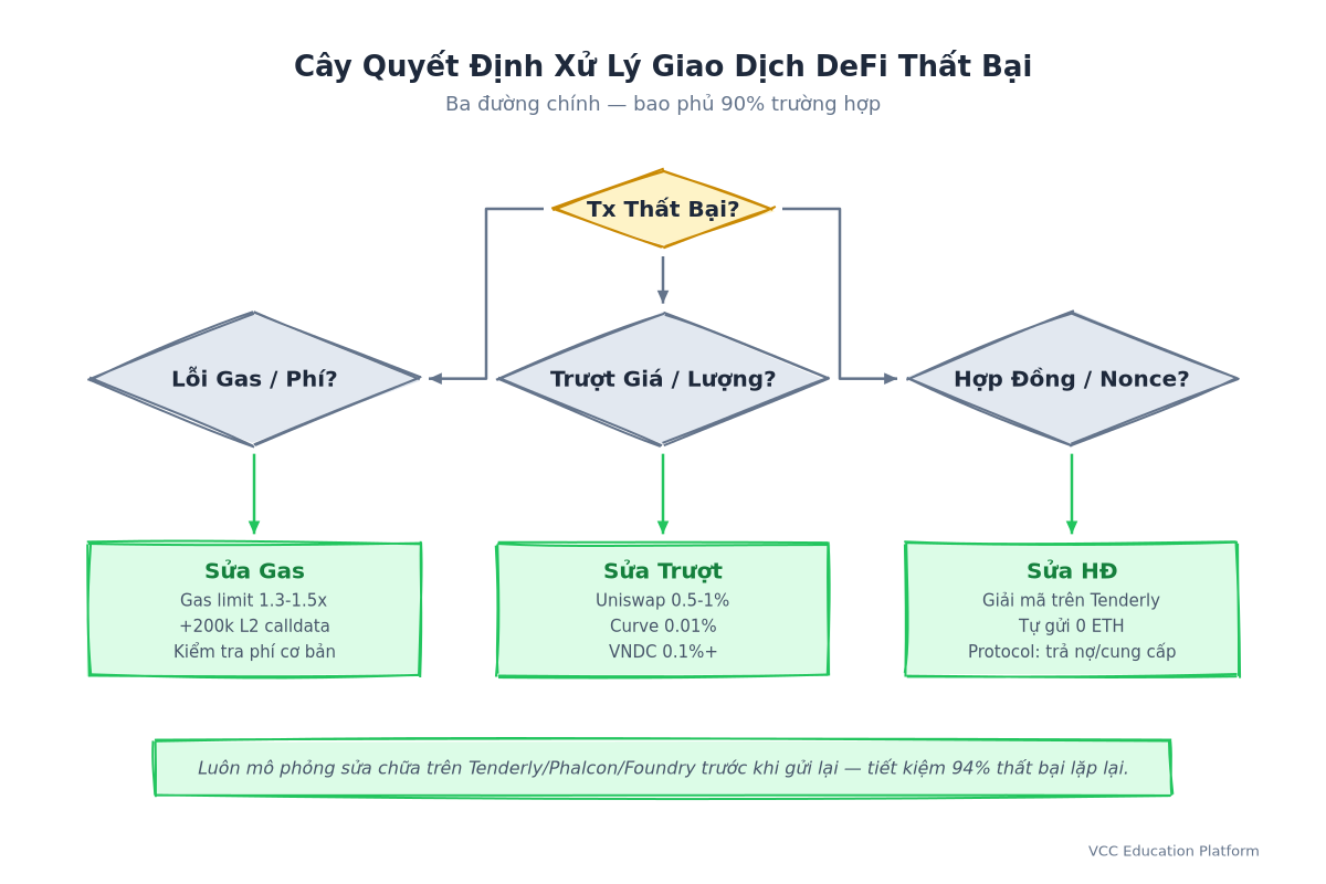 Flowchart - DeFi transaction failure decision tree