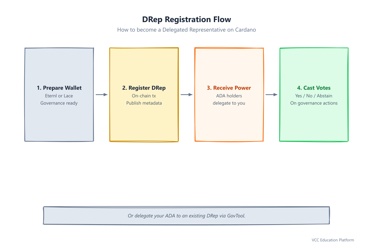 DRep Registration: Wallet, Registration Tx, Voting Power, Cast Votes