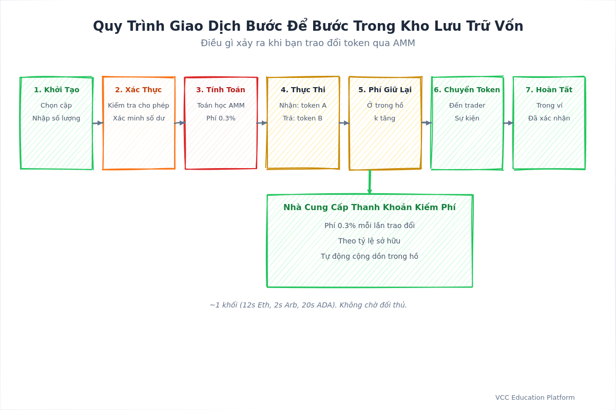 Sequence - Step-by-step trading process in liquidity pool
