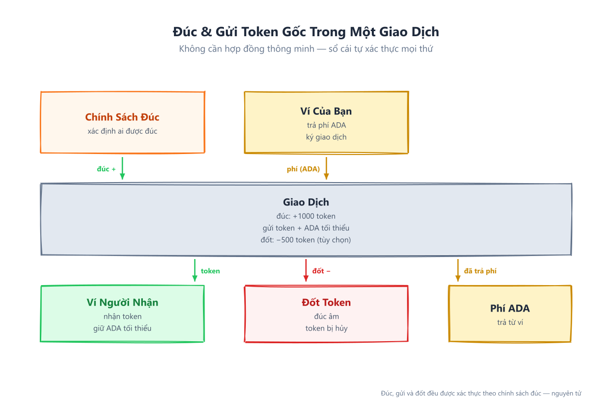 Đúc và gửi token gốc trong một giao dịch nguyên tử