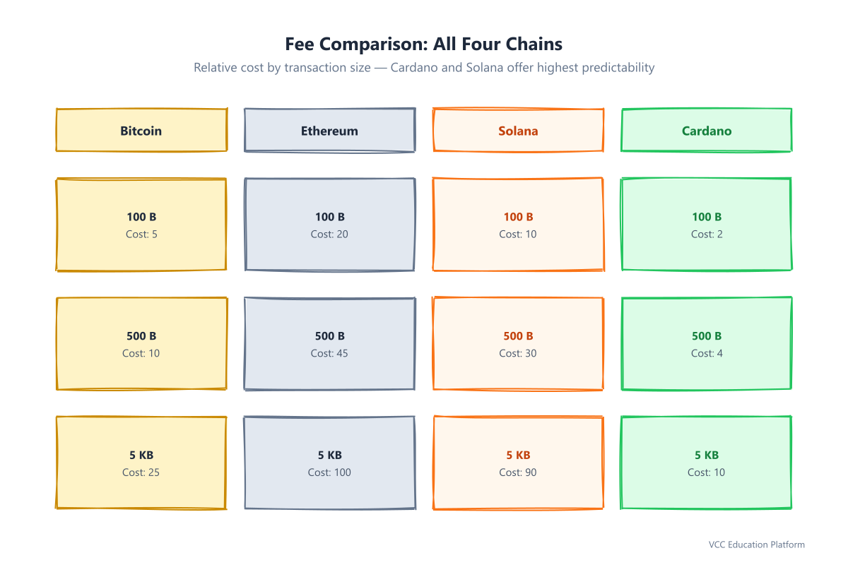 Fee model comparison across all chains