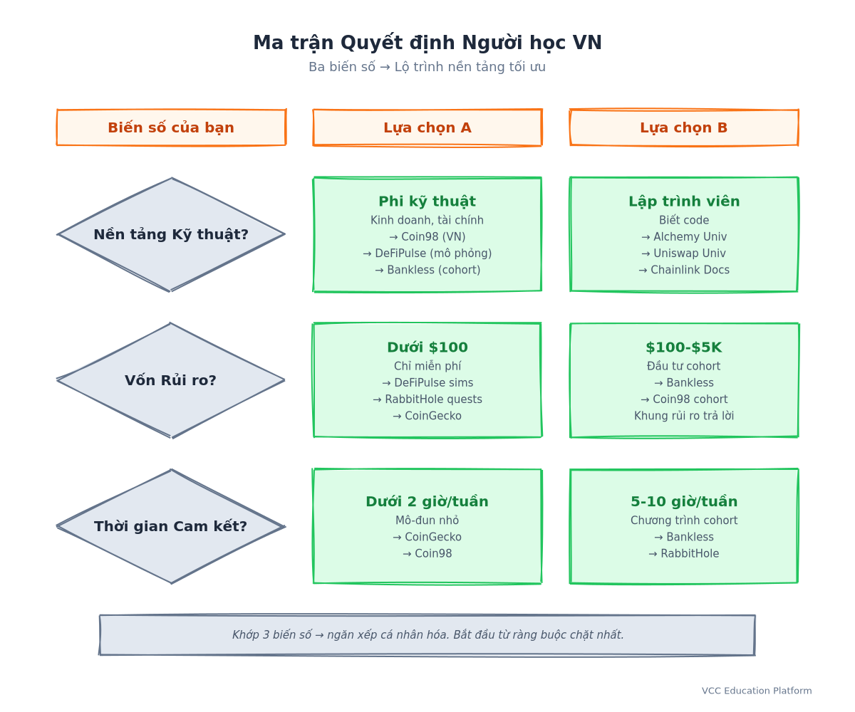 Decision Tree - Choosing Your DeFi Education Path (Vietnam Context)