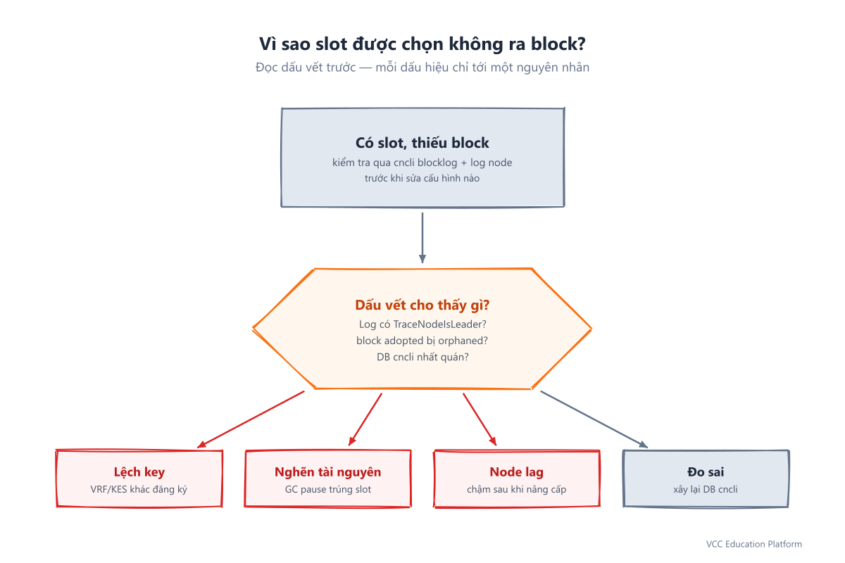 Flowchart - Diagnosing why a scheduled leader slot produced no confirmed block