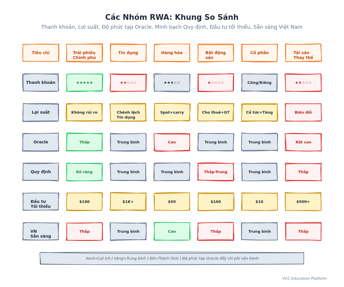 Comparison Table - Liquidity, Yield, Risk, Oracle Complexity, Regulatory Burden, Min Investment
