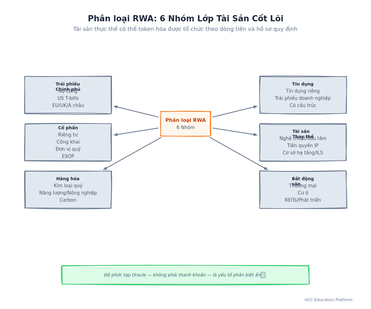 Sơ đồ bán kính - Taxonomy RWA 6 nhóm với các nhóm con