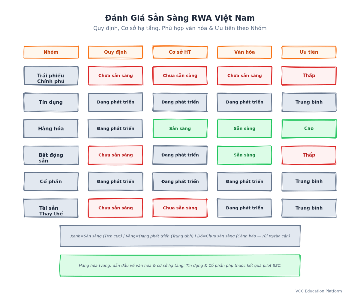 Heatmap - Vietnam readiness across 6 categories × 4 dimensions