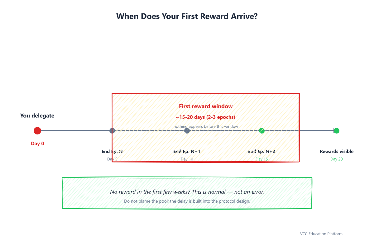 First reward timeline from first delegation to first reward