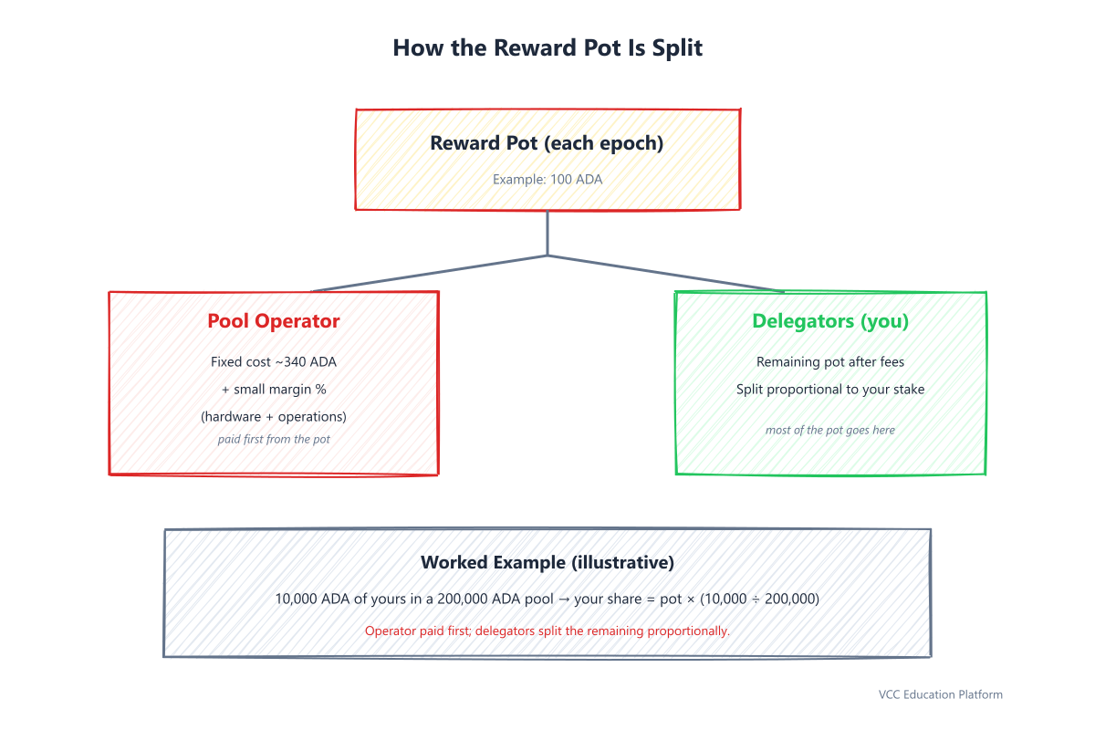 Delegator vs pool operator reward split
