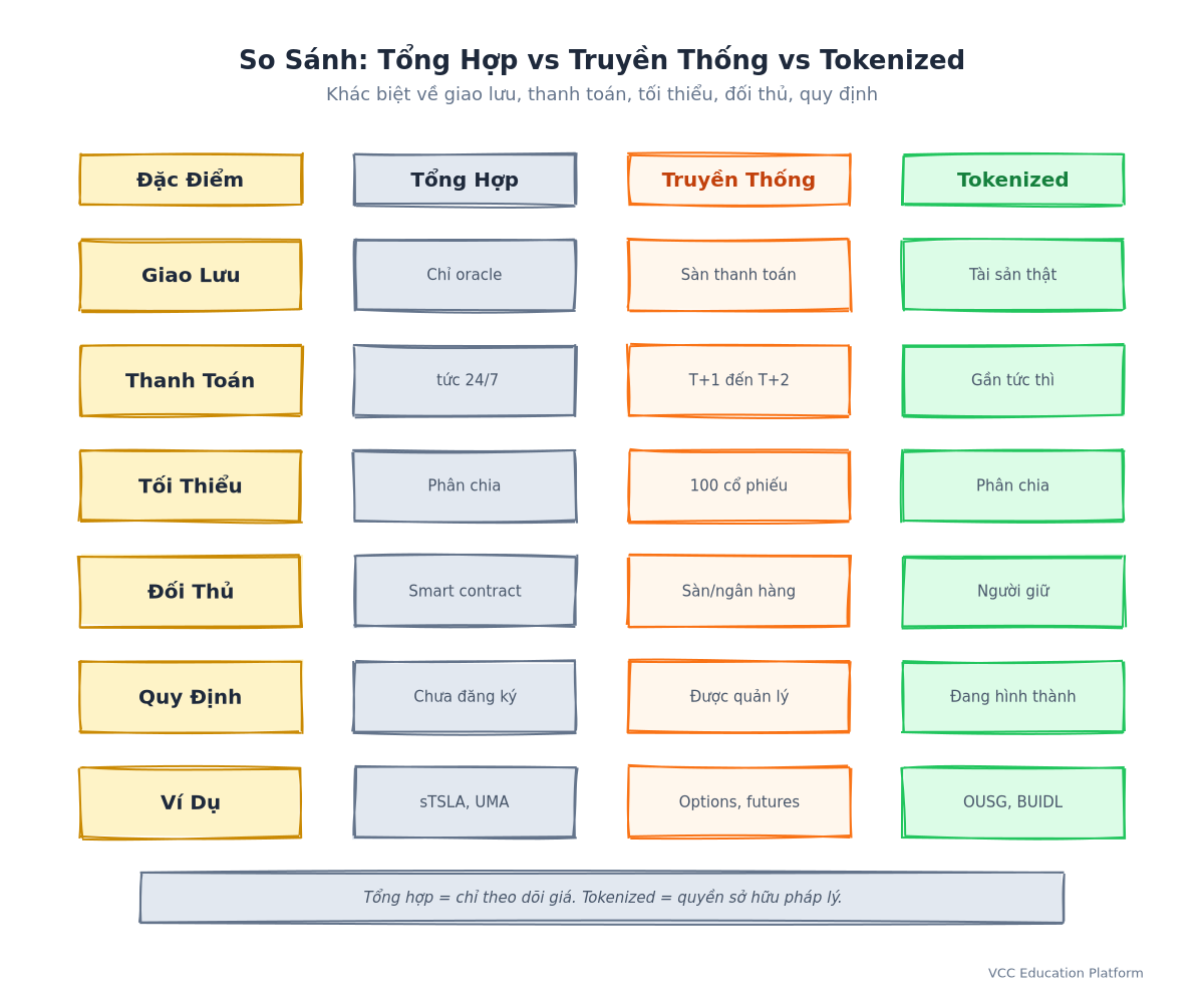 Comparison Table - Synthetic vs Traditional vs Tokenized Assets