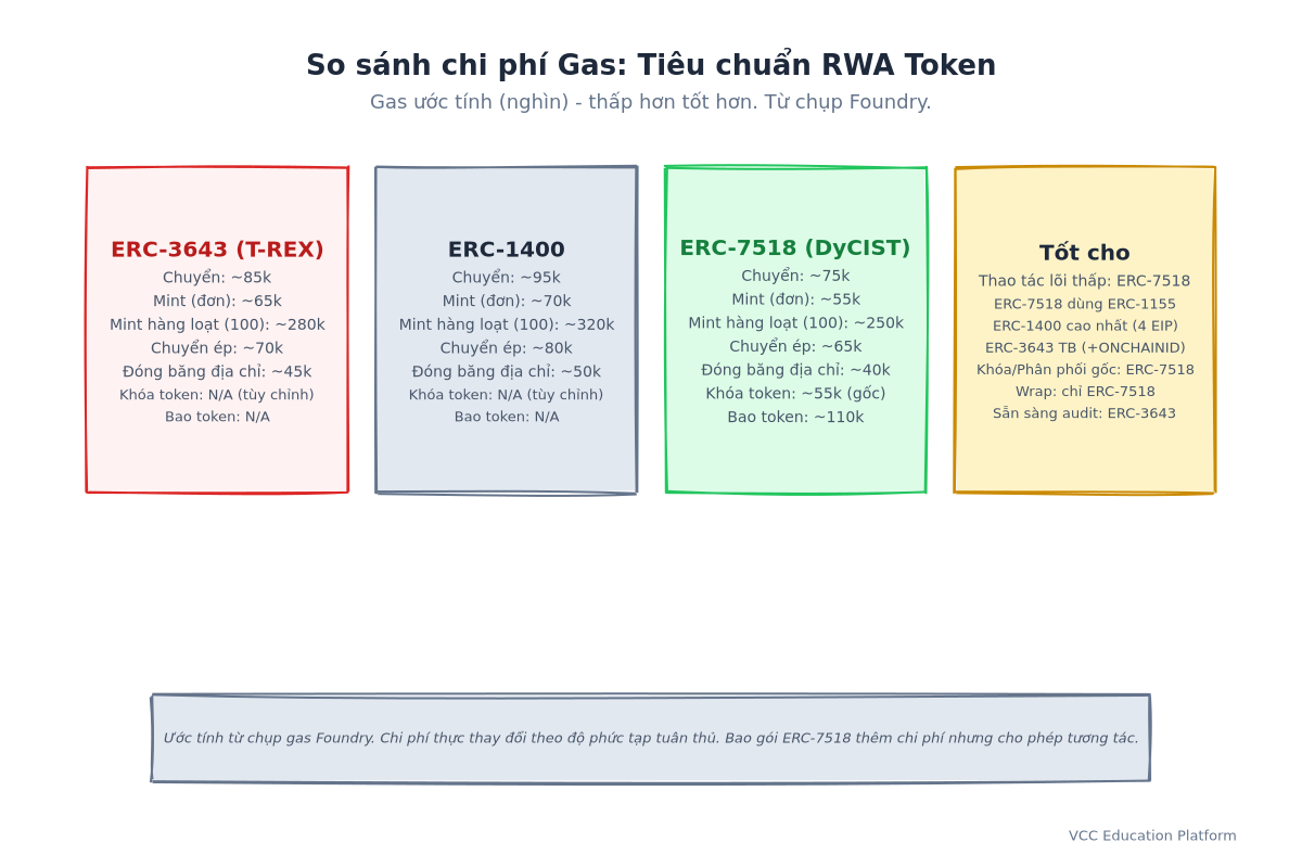 Biểu đồ cột - Chi phí gas ước tính cho các thao tác phổ biến ba tiêu chuẩn