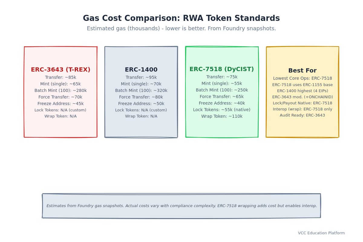 Bar Chart - Estimated gas costs for common operations across three standards