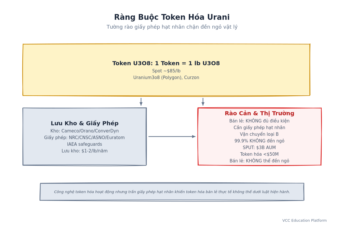 Diagram - Uranium Tokenization Constraints: License → Storage → Redemption