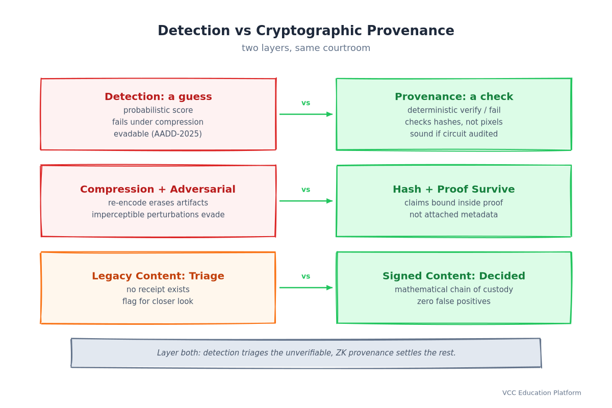 Detection vs Cryptographic Provenance