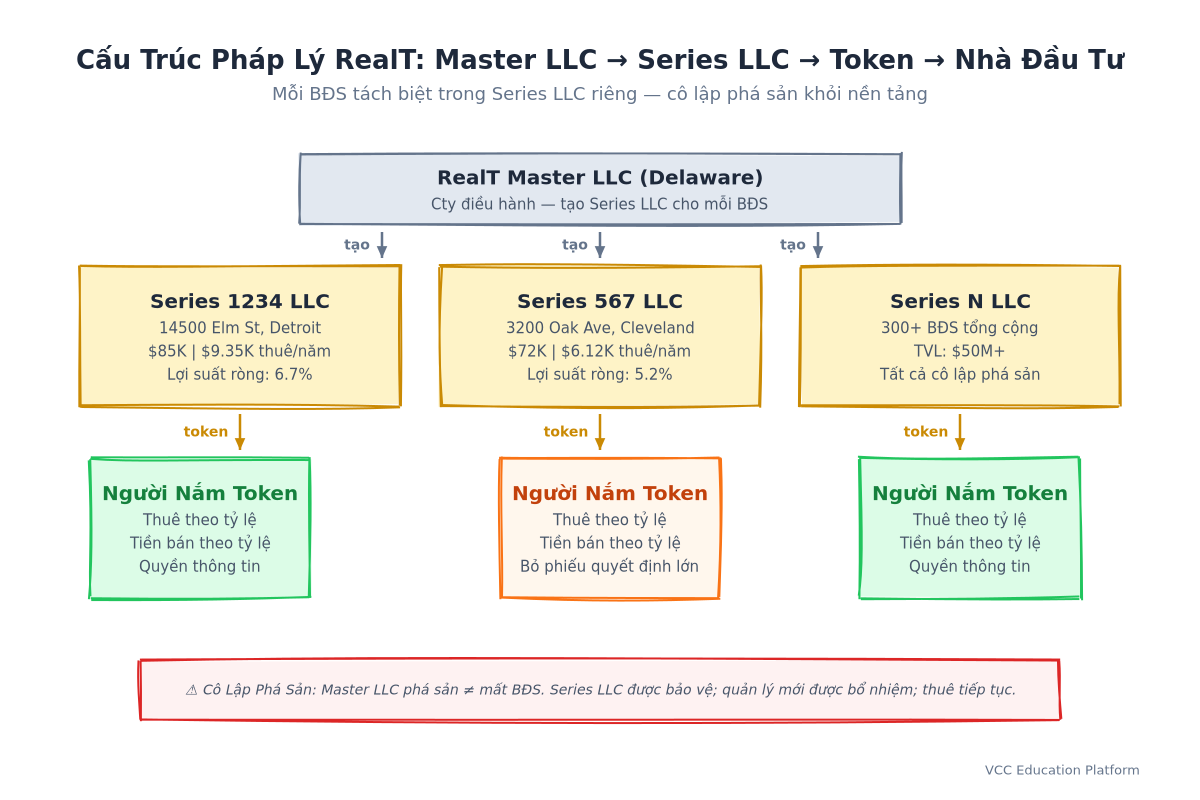 Hierarchy Diagram - Master LLC → Series LLC (Property) → Tokens → Investors