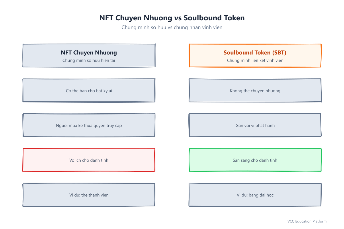 Transferable NFT vs soulbound token for identity: ownership proof vs permanent attestation