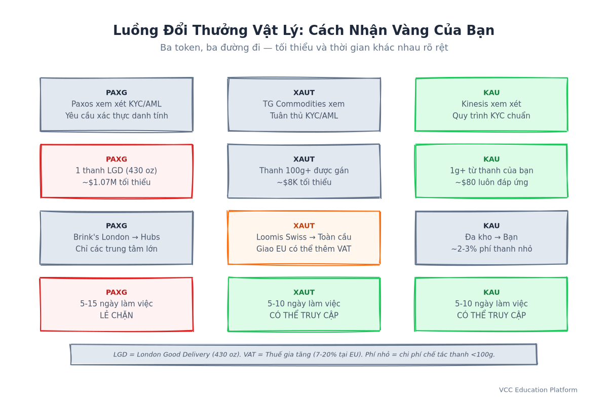 Sơ đồ quy trình: Đổi trả vàng vật lý