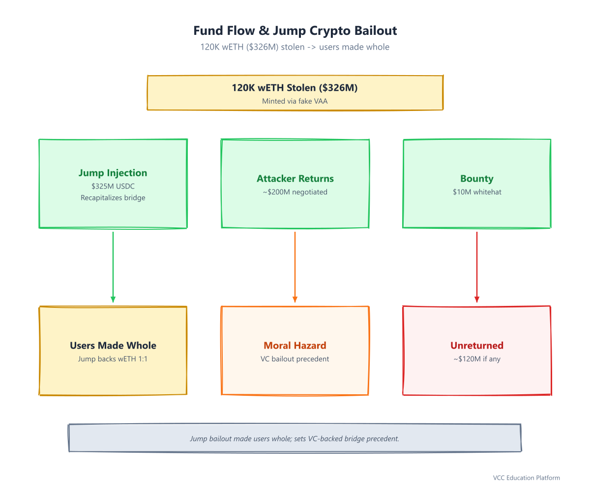 Diagram - Fund Flow Jump Crypto Bailout: 120K wETH stolen -> users made whole